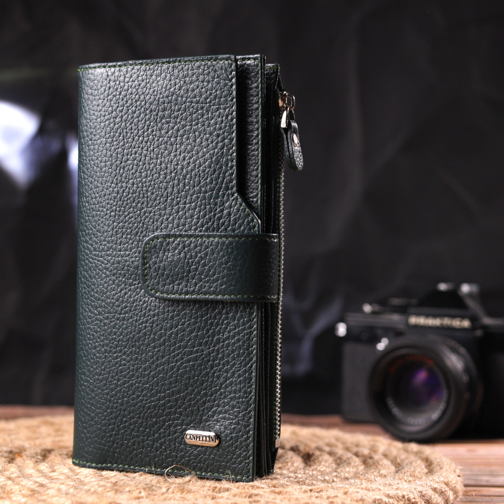 Гаманець Canpellini З натуральної шкіри Зелений (21643) - зображення 9