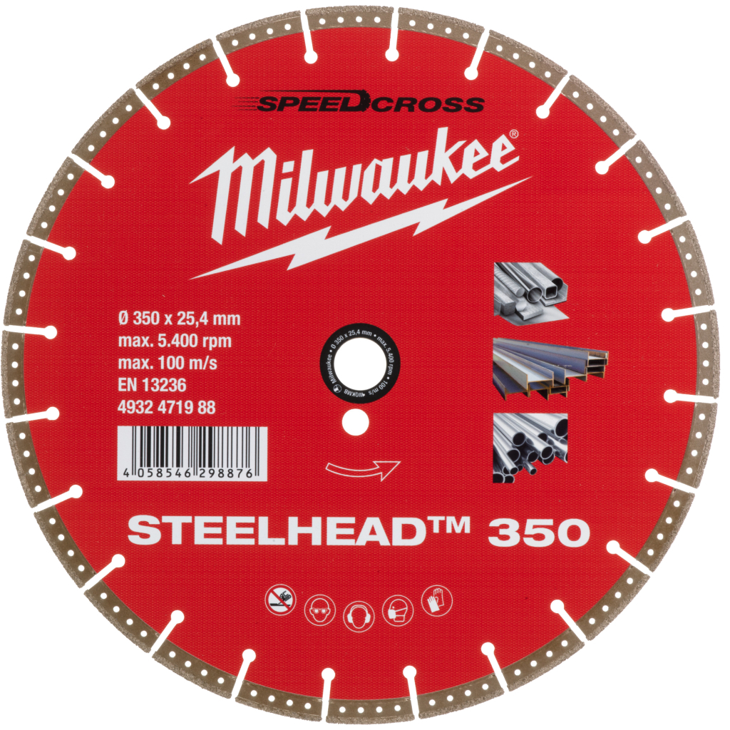 Круг відрізний Milwaukee алмазний Steelhead 350, 350мм, по металу (4932471988) - зображення 1