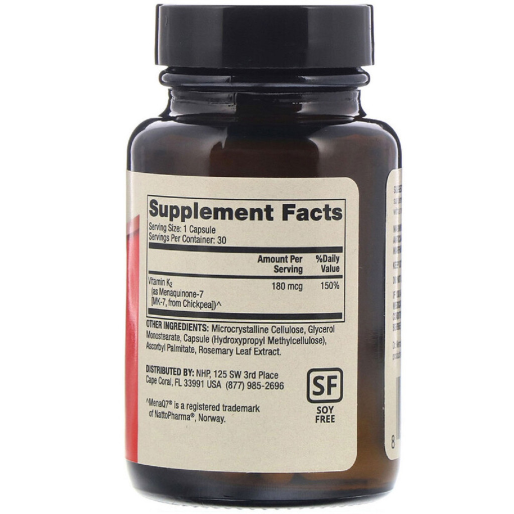 Вітамін Dr. Mercola Вітамін K2, 180 мкг, Vitamin K2, 30 капсул (MCL-01194) - зображення 2