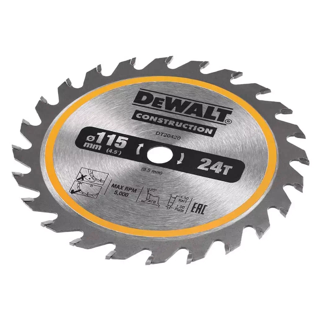 Диск пильний DeWALT універсальний, 115 х 9.5 мм, 24z, TCT, 5000 об/хв (DT20420) - зображення 2