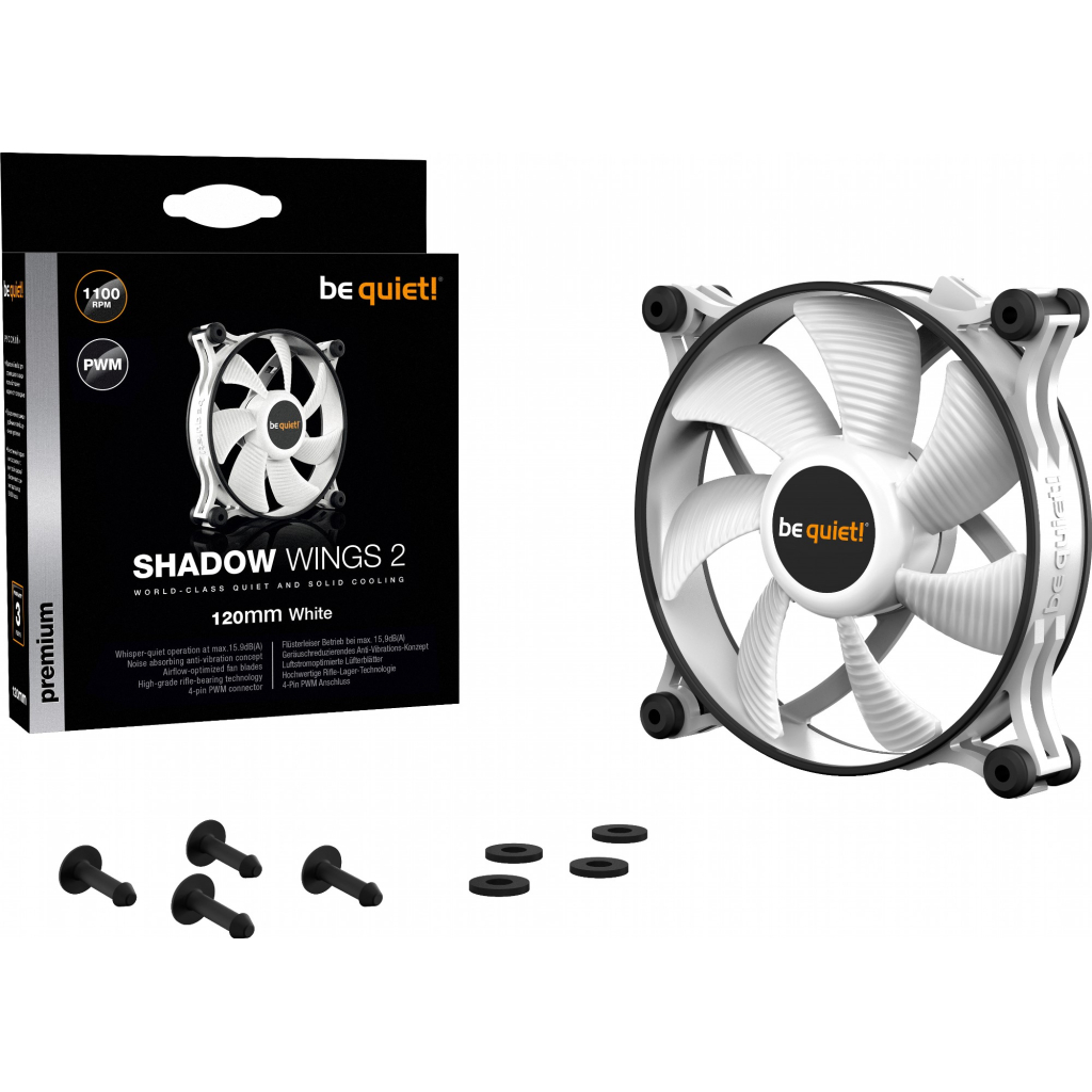 Кулер до корпусу Be quiet! SHADOW WINGS 2 PWM White (BL089) - зображення 5