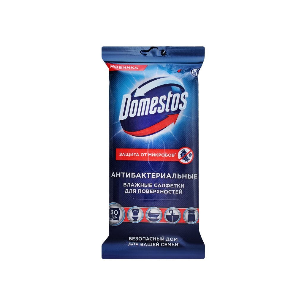Серветки для прибирання Domestos вологі Антибактеріальні 30 шт. (8714100773093) - зображення 1