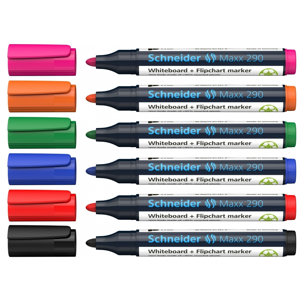 Набір маркерів Schneider 6 маркерів для дошок та фліпчартів MAXX 290 в блістері (S129096) - зображення 3