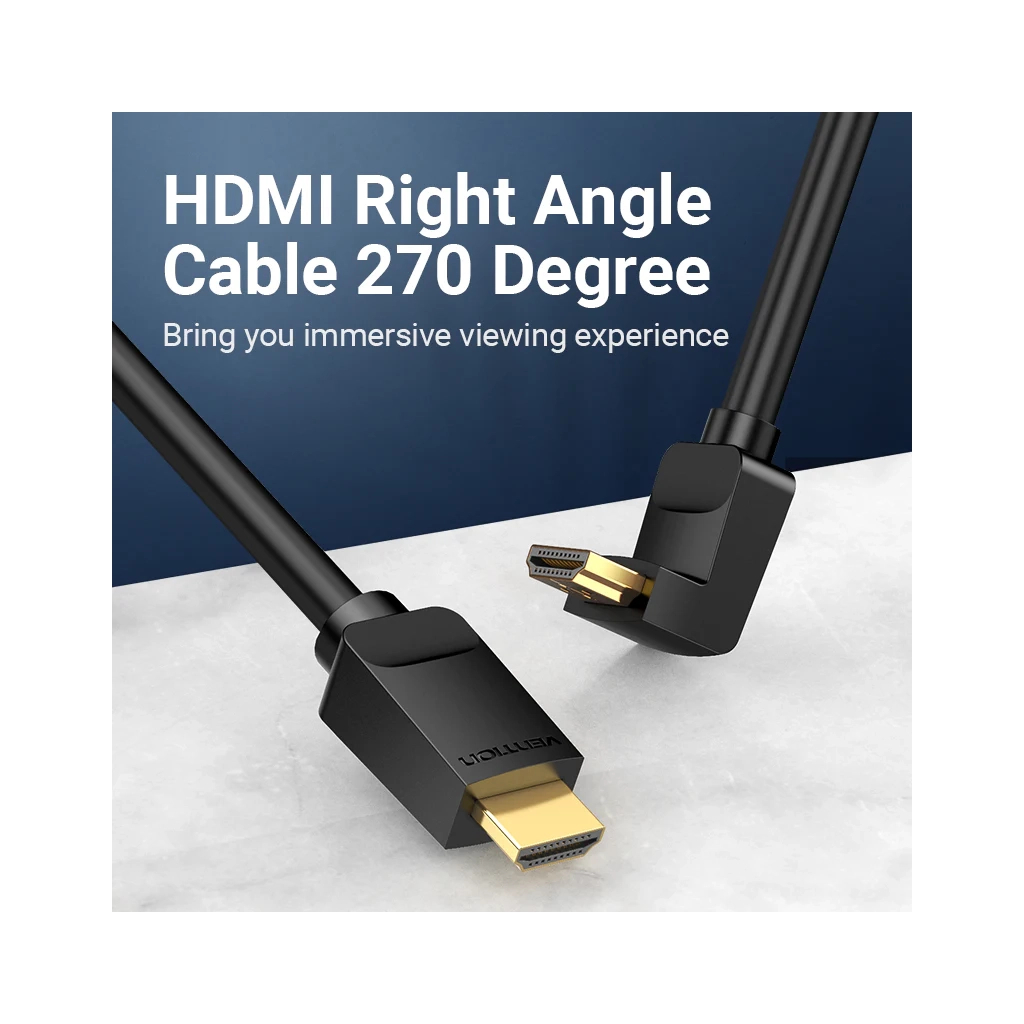 Кабель мультимедійний HDMI M to HDMI M 1.0m 90° corner black Vention (AAQBF) - изображение 7