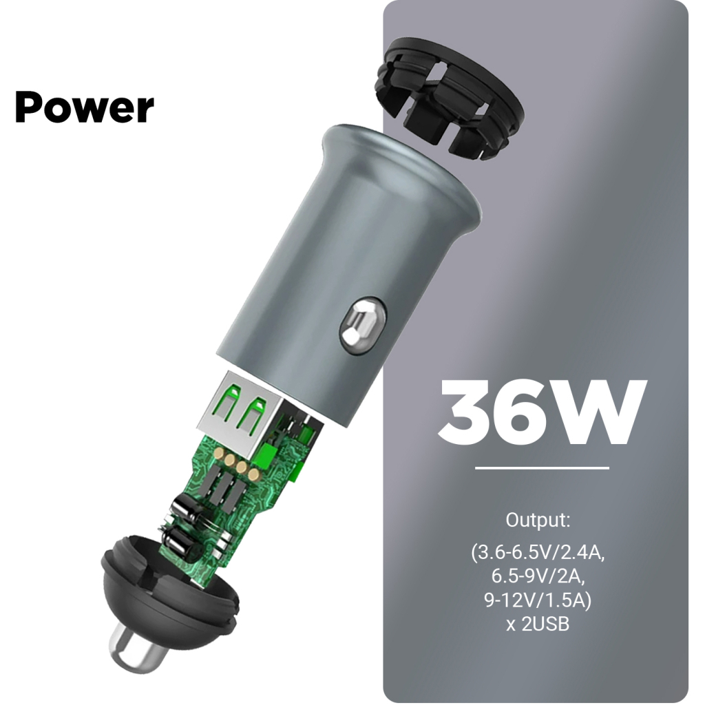 Зарядний пристрій Armorstandart Car 2xUSB QC3.0 Grey (ARM65438) - зображення 2