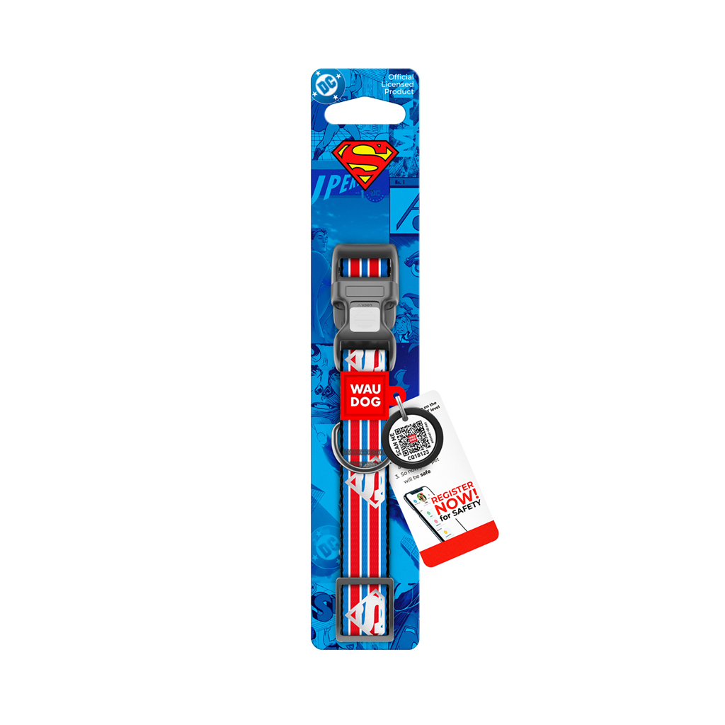 Нашийник для тварин WAUDOG Nylon з QR паспортом "Супермен Ретро", пластиковий фастекс, S (280-1082) - зображення 3