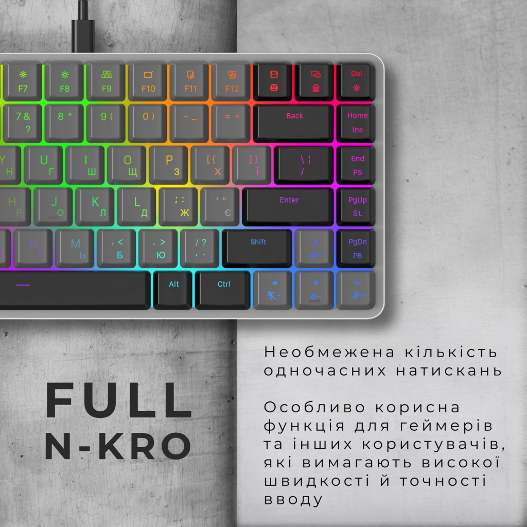 Клавіатура GamePro MK141R Red Swich Low Profile RGB USB Dark Gray (MK141R) - зображення 10