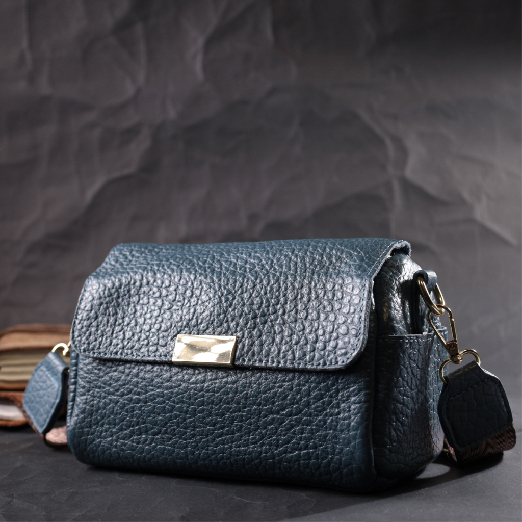 Сумка Vintage Шкіряна жіноча Синя (22402) - зображення 10