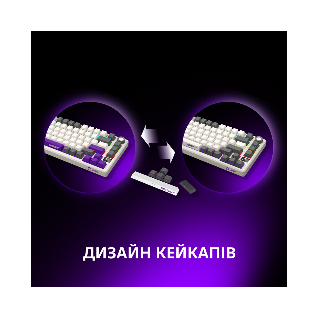 Клавіатура Lorgar KBP7075W Pro RGB Wireless/Bluetooth/USB UA White (LRG-KBP7075W-WH-US) - зображення 10
