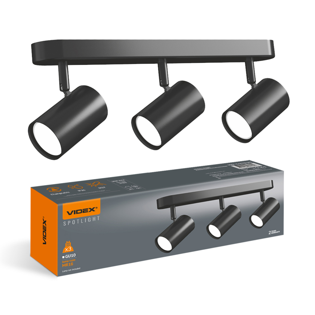 Світильник точковий Videx під лампу 3xGU10 накладний поворотний (VL-SPF05B-WFB) - зображення 3