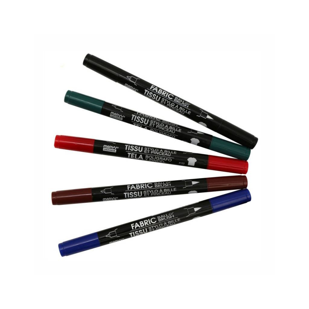Художній маркер Marvy Червоний, д/св. тканин, двосторонній, 0,75мм, 1-2мм, 122-S, Fabric ball&Brush (028617122229) - зображення 1