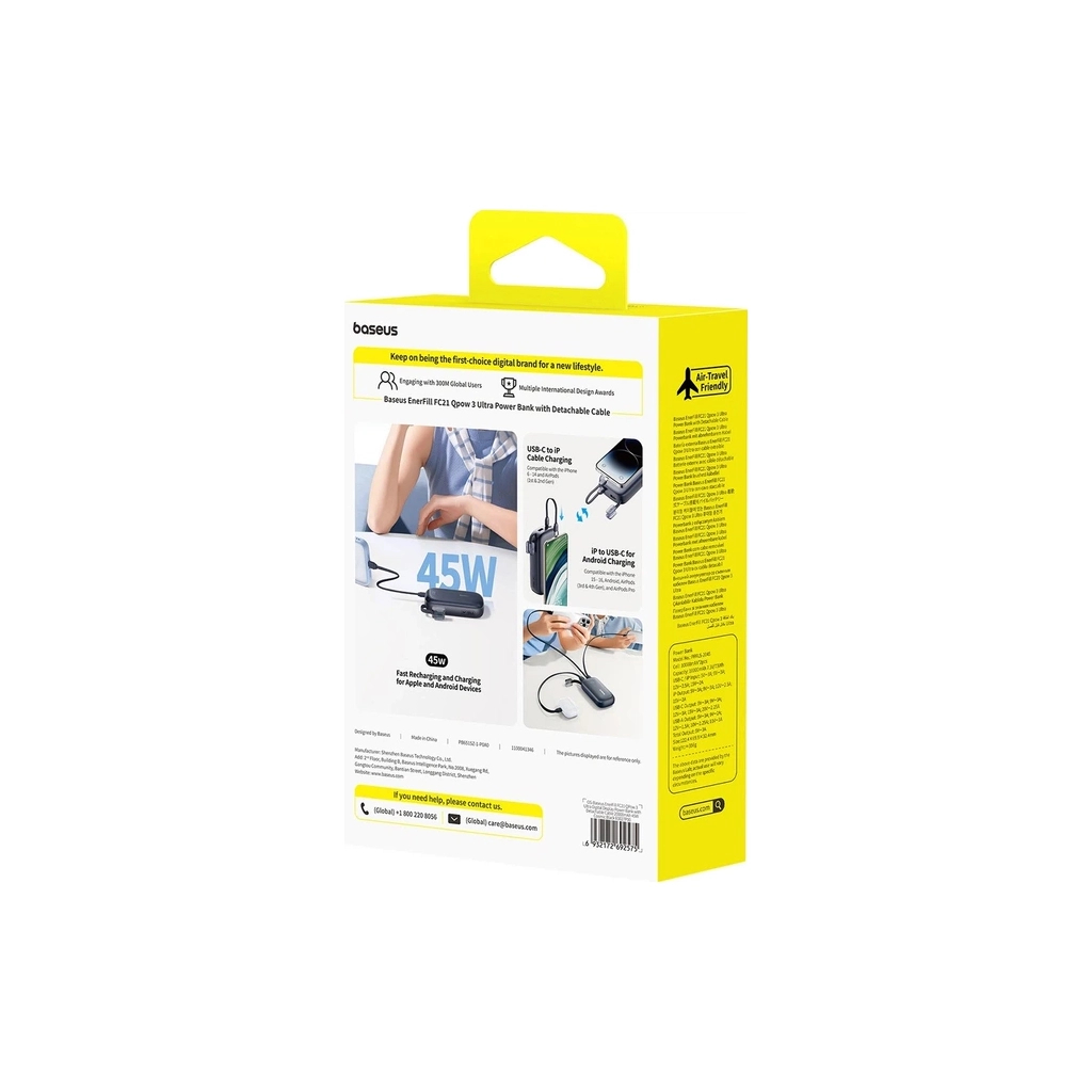 Батарея універсальна Baseus EnerFill FC21 Qpow 3 Ultra 20000mAh 45W Black (E0027P00) - зображення 6