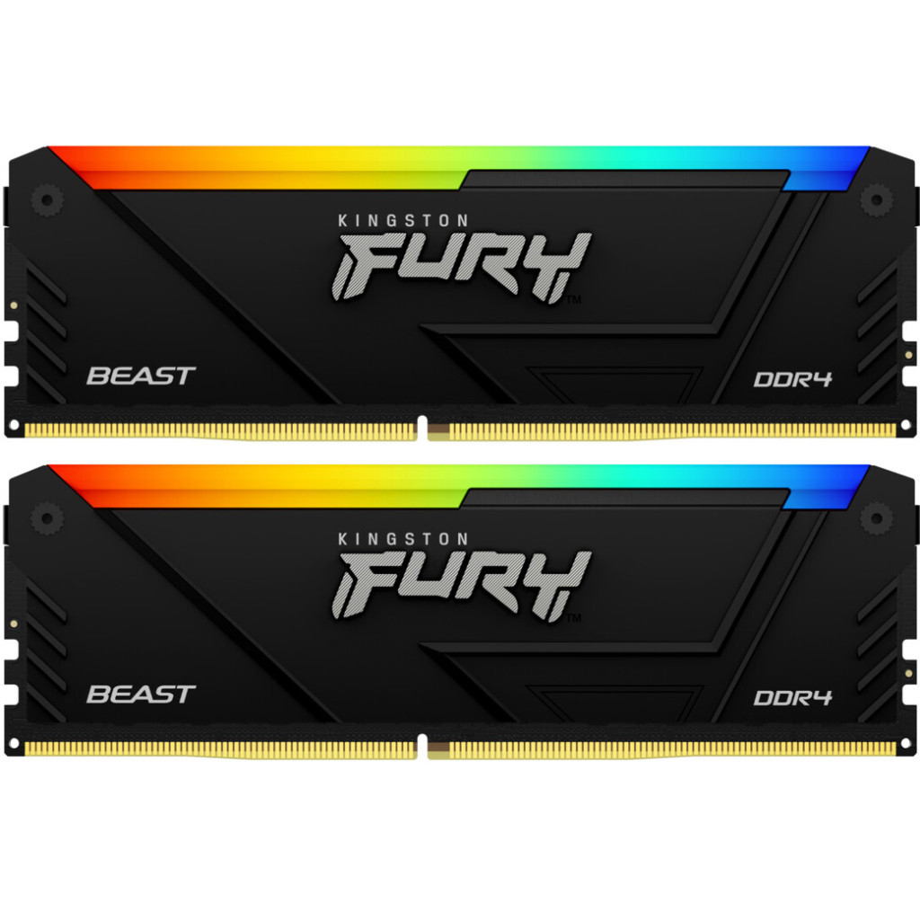 Модуль пам'яті для комп'ютера DDR4 32GB (2x16GB) 3733 MHz Beast Black RGB Kingston Fury (ex.HyperX) (KF437C19BB12AK2/32) - зображення 1