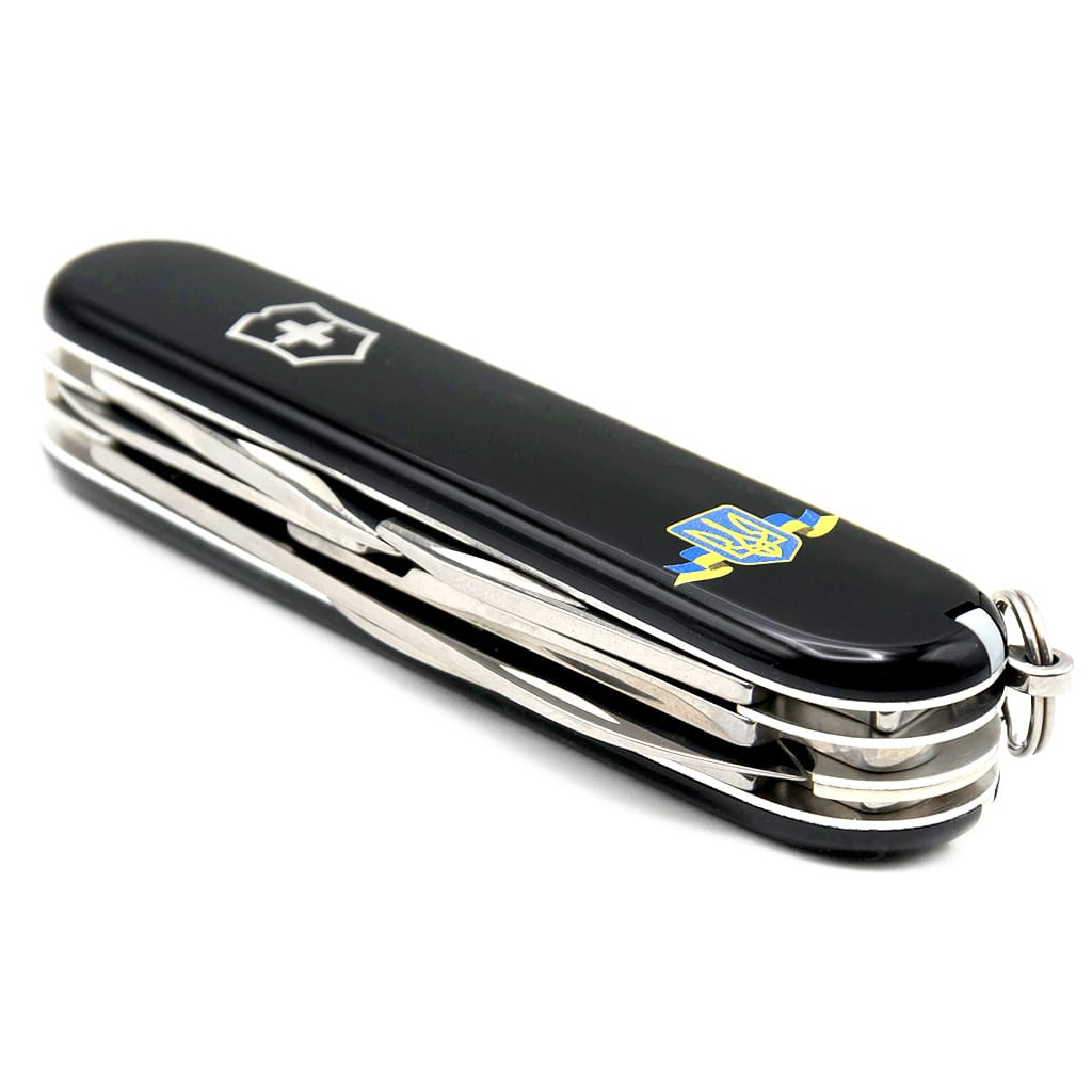 Ніж Victorinox Climber Ukraine Black "Герб України Зі Стрічкою" (1.3703.3_T1010u) - зображення 5