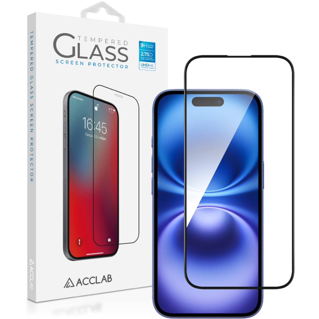 Скло захисне ACCLAB Full Glue Apple iPhone 16 Plus Black (1283126593260) - зображення 1