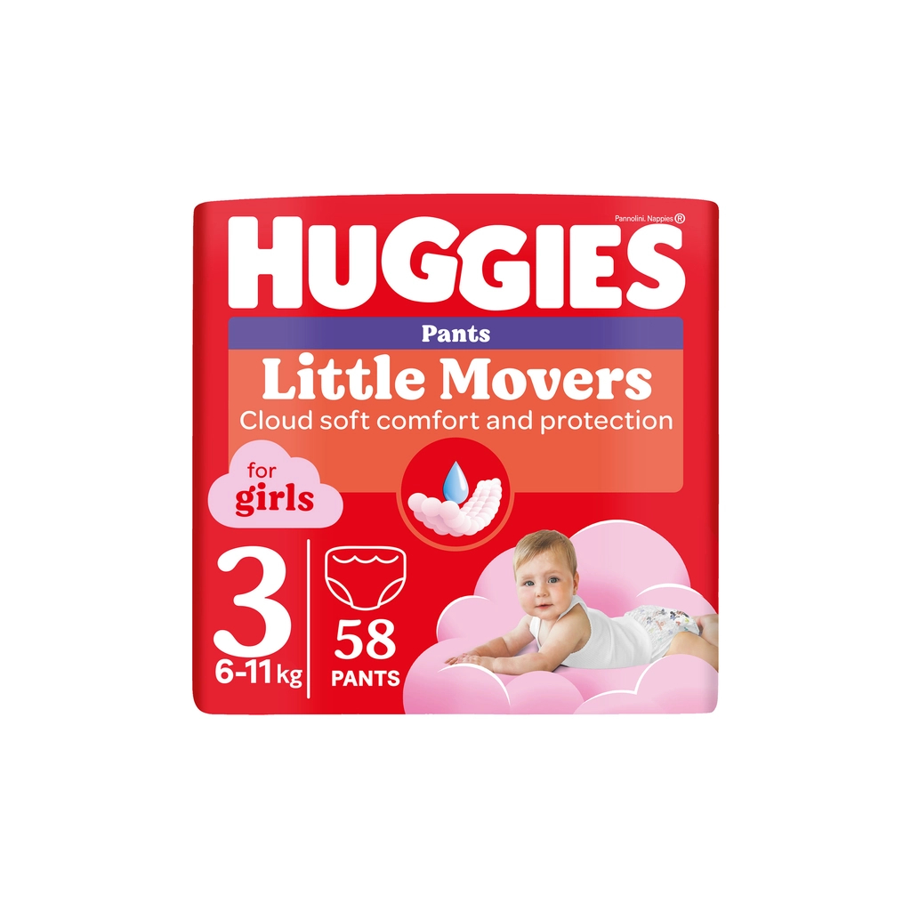 Підгузки Huggies Little Movers/Pants 3 Mega 6-11 кг для дівчаток 58 шт (5029053547480) - зображення 1
