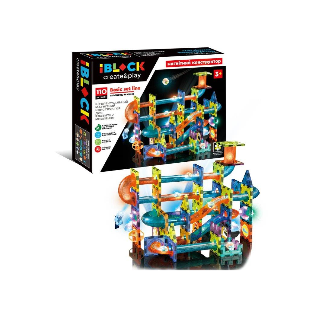 Конструктор iBlock Магнітний 110 деталей, світиться в темноті (PL-921-256) - зображення 1