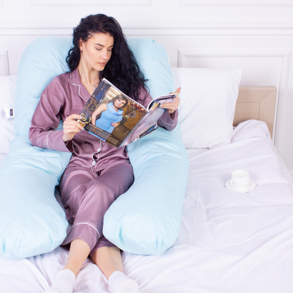 Подушка MirSon для вагітних та відпочинку Eco Line №8013 U-подібна Blue (2200006178378) - изображение 7