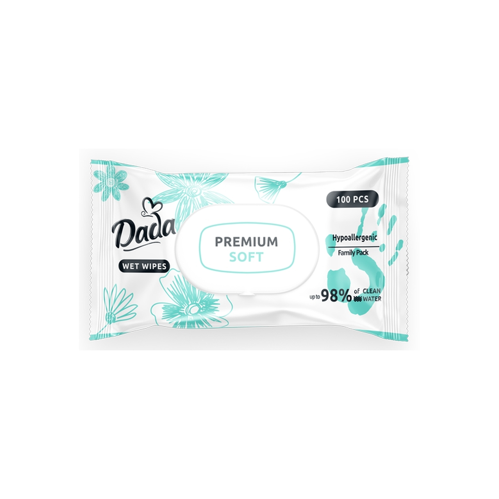 Дитячі вологі серветки Dada Premium Soft, з клапаном, 100 шт (4823071659757) - зображення 1
