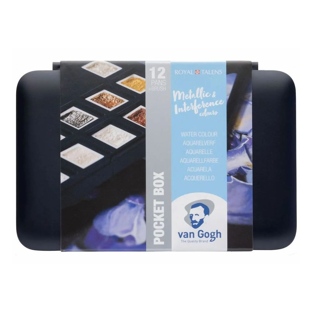 Акварельні фарби Royal Talens Van Gogh Pocket box Specialty 12 кольорів у кюветах, пензлик (8712079422790) - зображення 1