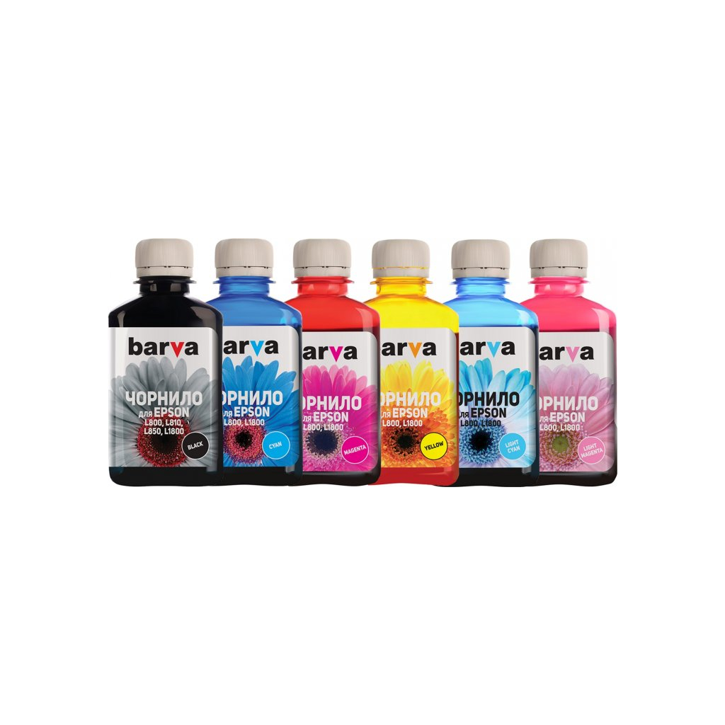 Чорнило Barva Epson 673, 6х180 г BK/C/M/Y/LC/LM (L800-180-MP) - зображення 1