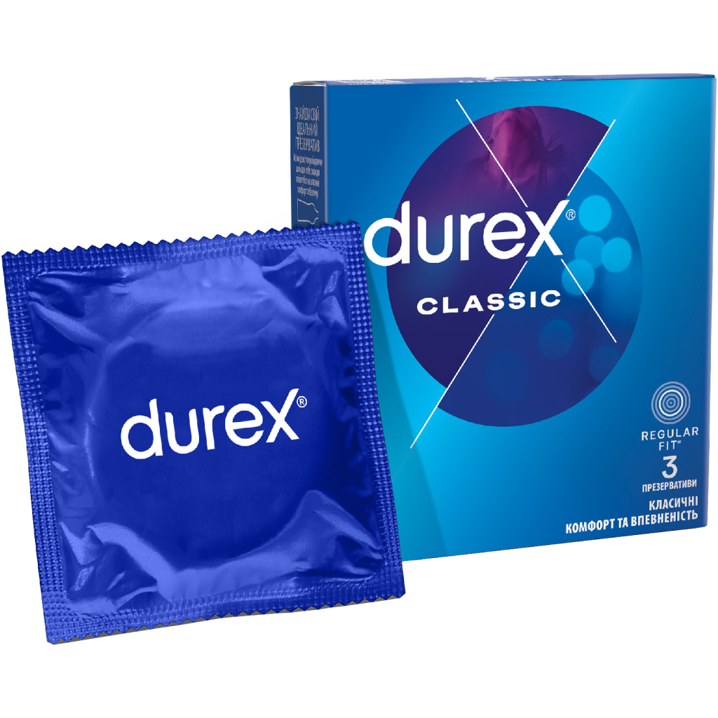 Презервативи Durex Classic латексні з силіконовою змазкою (класичні) 3 шт. (5010232954250) - изображение 1
