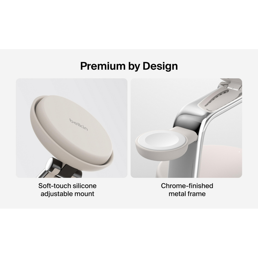 Зарядний пристрій Belkin UltraCharge Pro Wireless 3-in-1 25W sand (WIZ040KQSD) - зображення 5