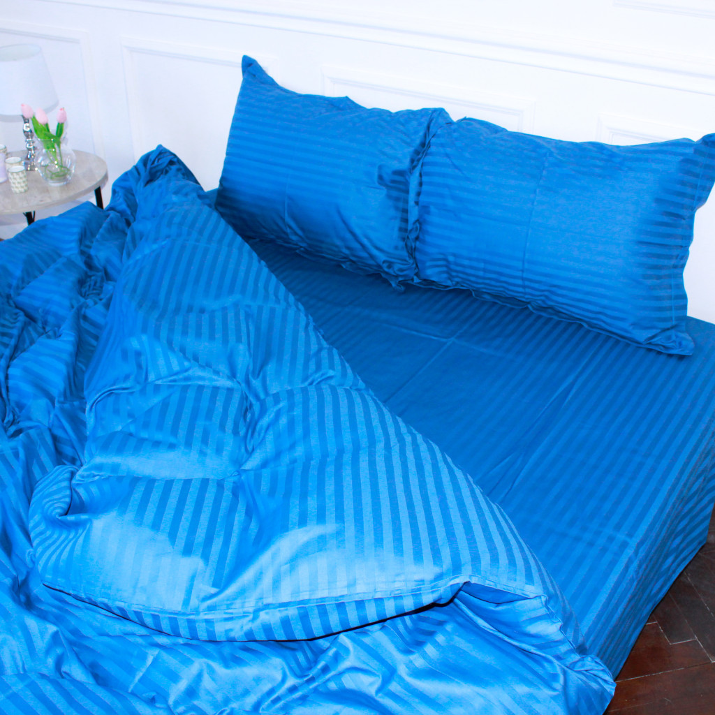 Постільна білизна MirSon Satin Stripe 30-0019 Blue 160х220 Сімейна (2200005254967) - изображение 2