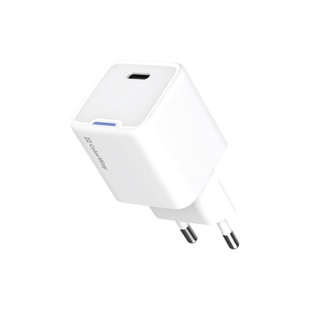 Зарядний пристрій ColorWay GaN Mini 30W PD Port PPS USB-C white (CW-CHS054PD-WT) - зображення 1