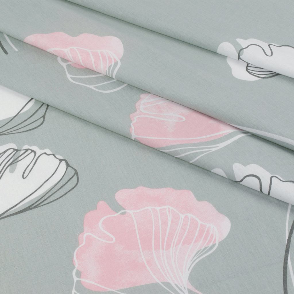 Постільна білизна Home Line Гінкго білоба сіро-рожевий поплін полуторний (162720) - зображення 2