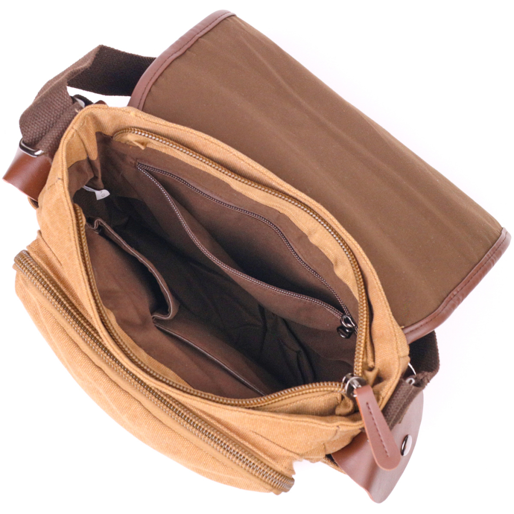 Сумка Vintage Чоловіча з клапаном з текстилю Коричнева (21249) - зображення 6