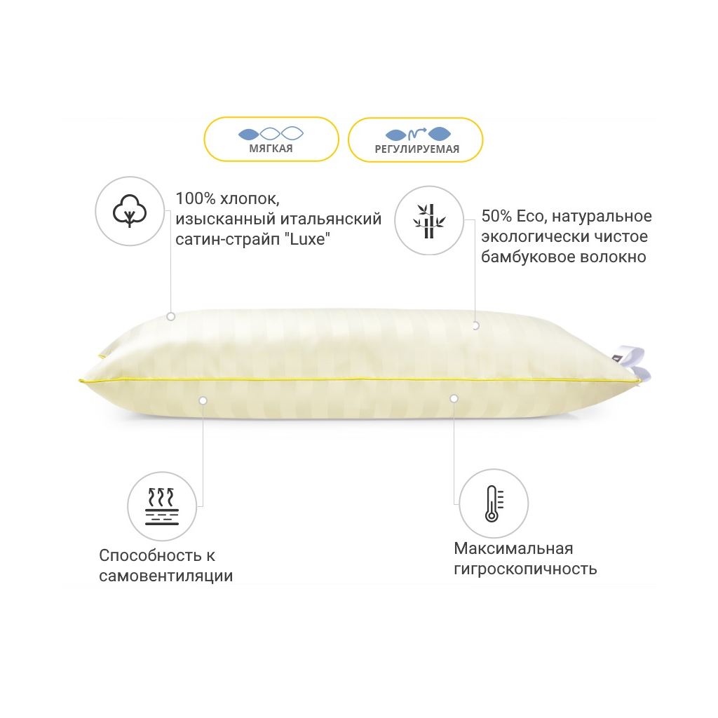 Подушка MirSon бамбукова Hand Made Carmela 936 низька 70x70 (2200000557520) - изображение 2