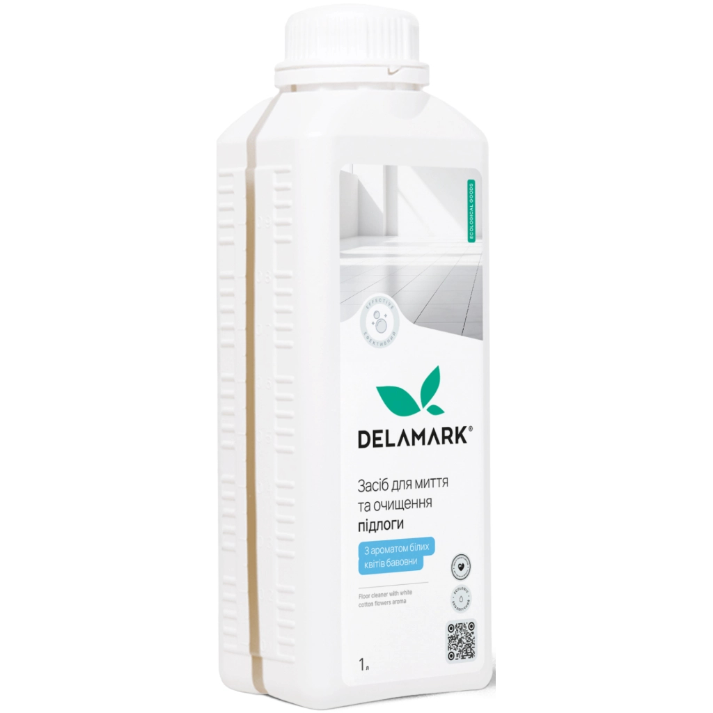 Засіб для миття підлоги DeLaMark Білі квіти бавовни 1 л (4820152333698) - зображення 1