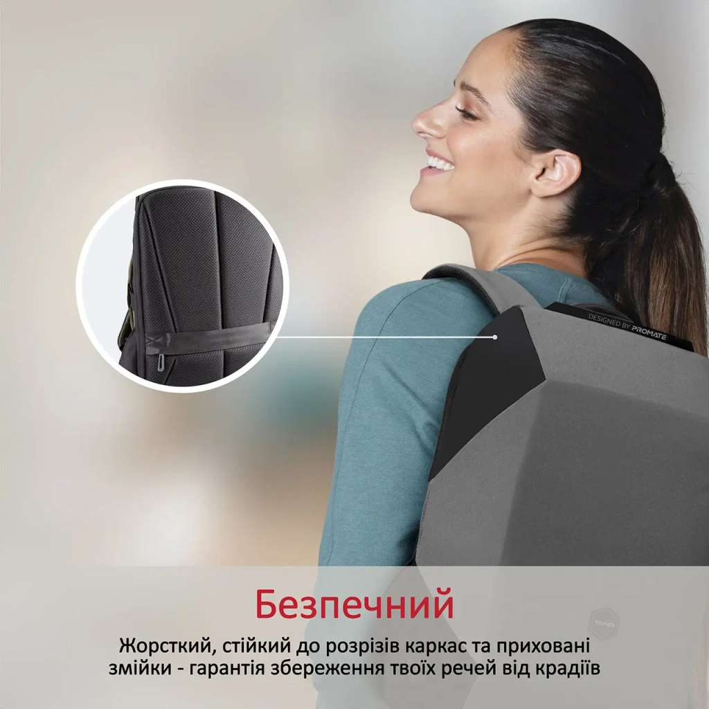 Рюкзак для ноутбука Promate 15.6" UrbanPack-BP Grey (urbanpack-bp.grey) - зображення 5