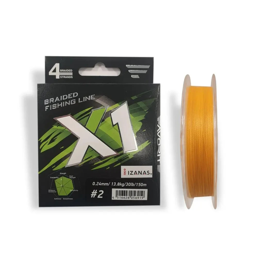 Шнур Favorite X1 PE 4x 150m 2.0/0.240mm 30lb/13.8kg Orange (1693.11.23) - зображення 1