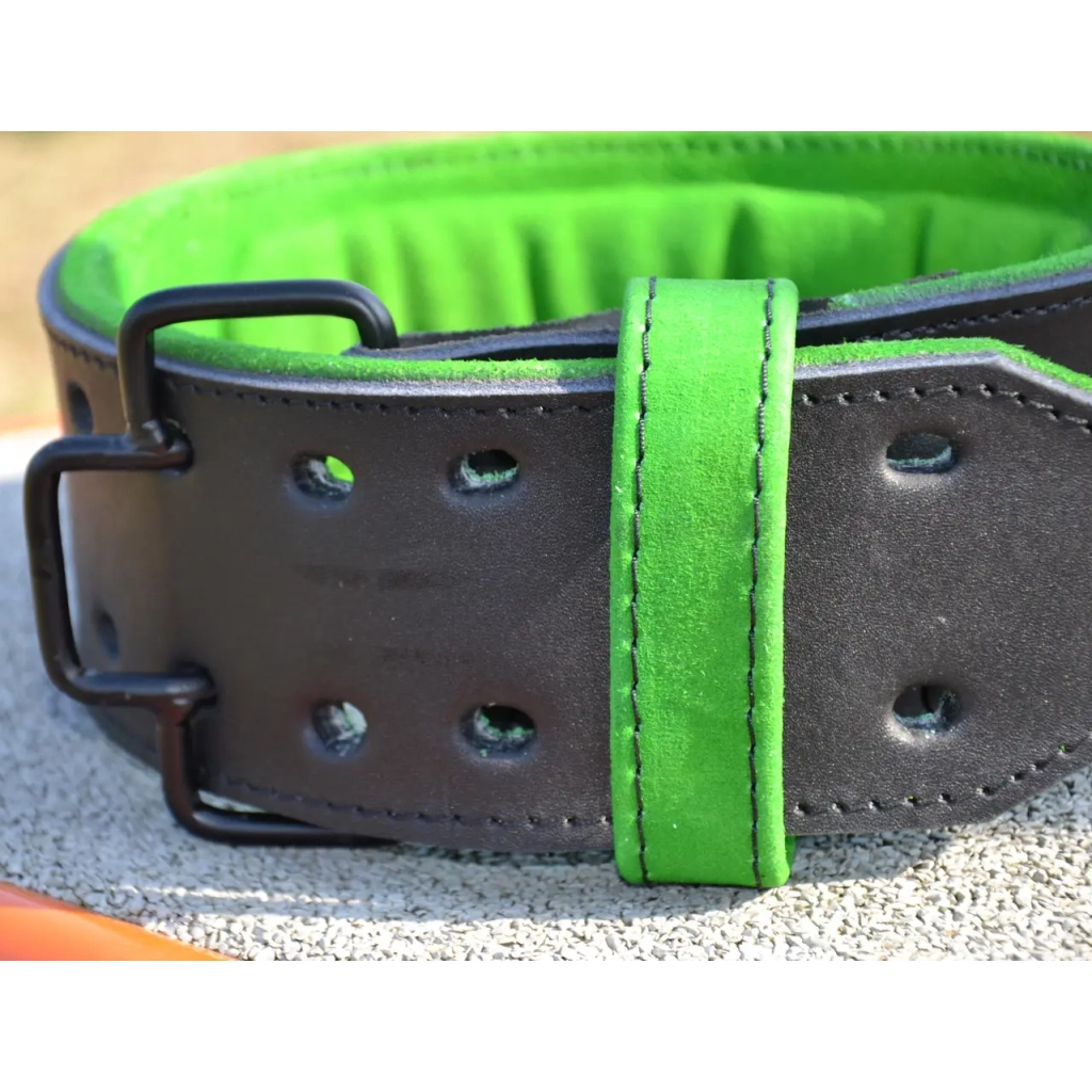 Атлетичний пояс MadMax MFB-302 Quick Release Belt шкіряний Black/Green M (MFB-302_M) - изображение 7