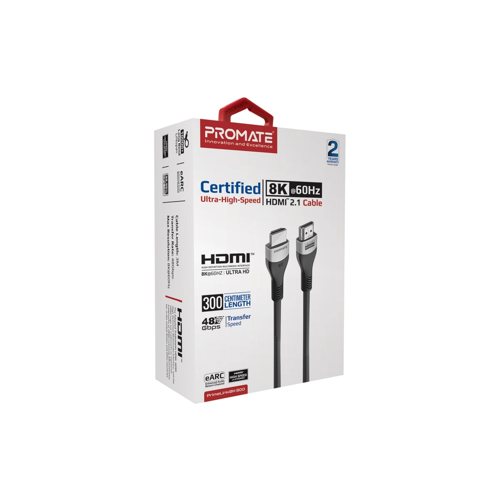 Кабель мультимедійний HDMI M to HDMI M 3.0m V2.1 grey Promate (primelink8k-300.grey) - изображение 2