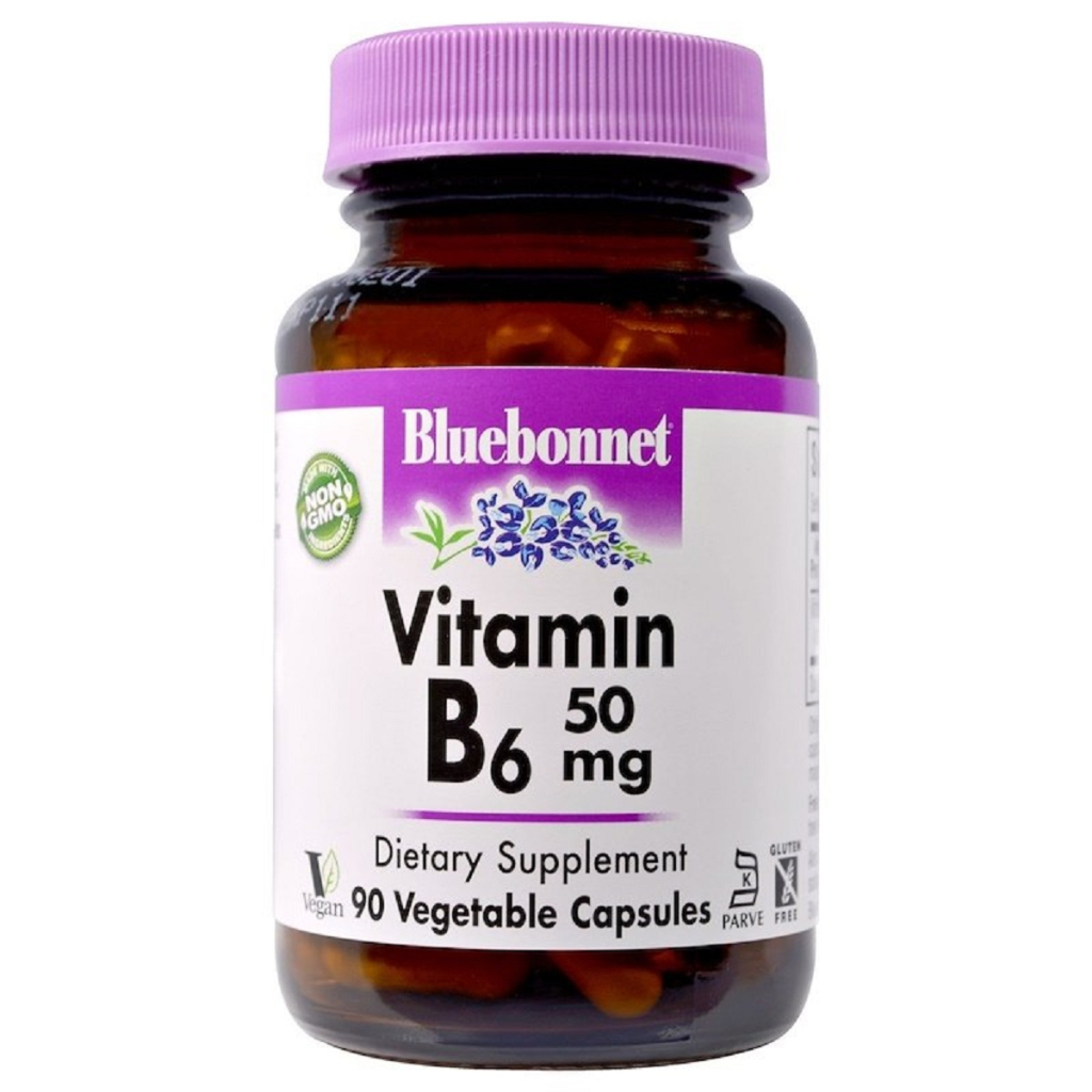 Вітамін Bluebonnet Nutrition Вітамін B6 50 мг, Vitamin B6, 90 вегетаріанських капсул (BLB0428) - зображення 1