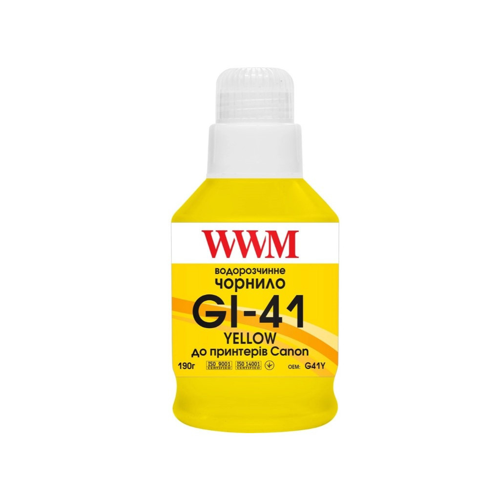 Чорнило WWM Canon GI-41 для Pixma G2420/3420 190г Yellow (KeyLock) (G41Y) - зображення 1