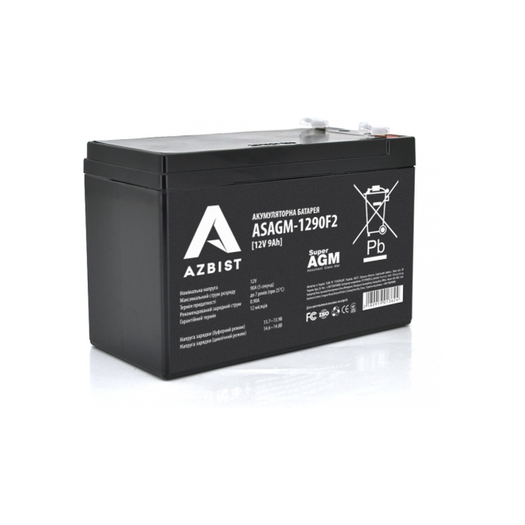 Батарея до ДБЖ AZBIST 12V 9Ah Super AGM (ASAGM-1290F2) - зображення 1