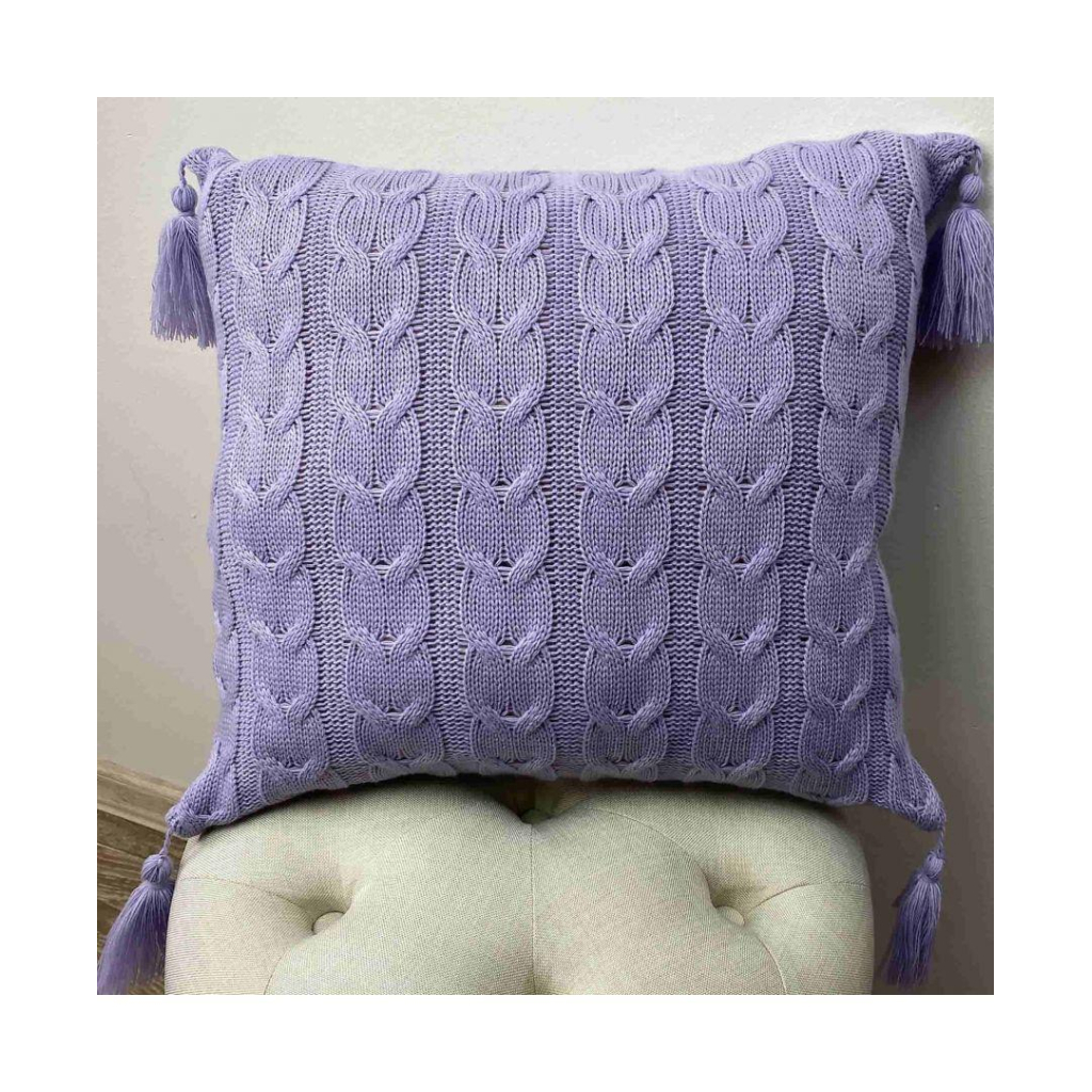 Наволочка Прованс декоративна в'язана Глорiя коси Лаванда 45х45 (022014) - зображення 1