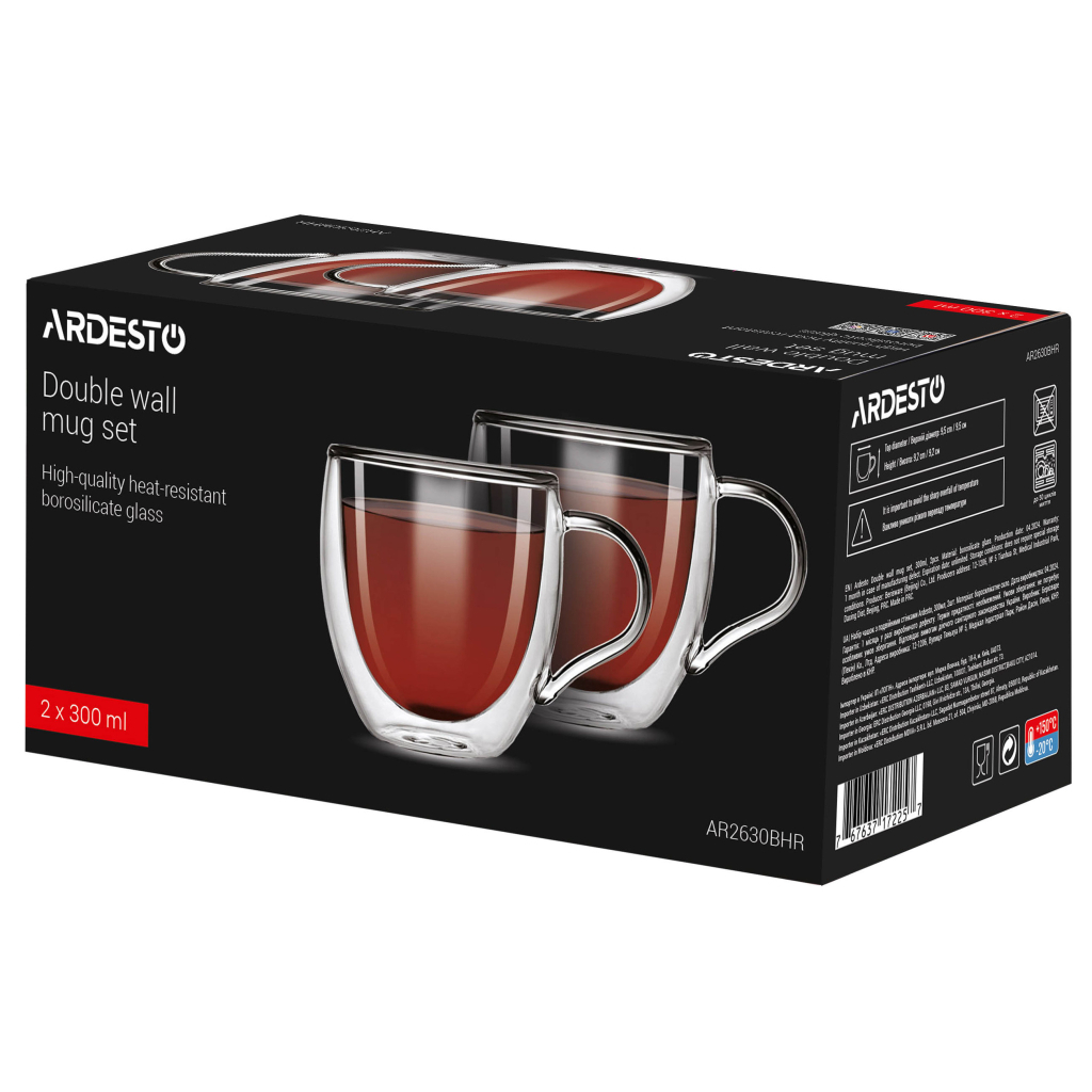 Набір чашок Ardesto BHR 300 мл 2 шт прозорий (AR2630BHR) - зображення 2