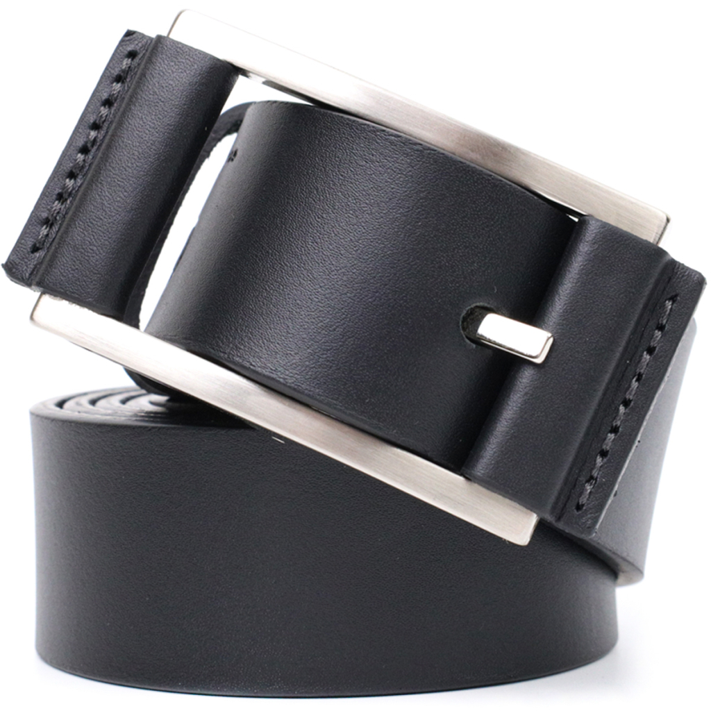 Ремінь Grande Pelle Шкіряний брючний з квадратною пряжкою Чорний (11679) - зображення 7