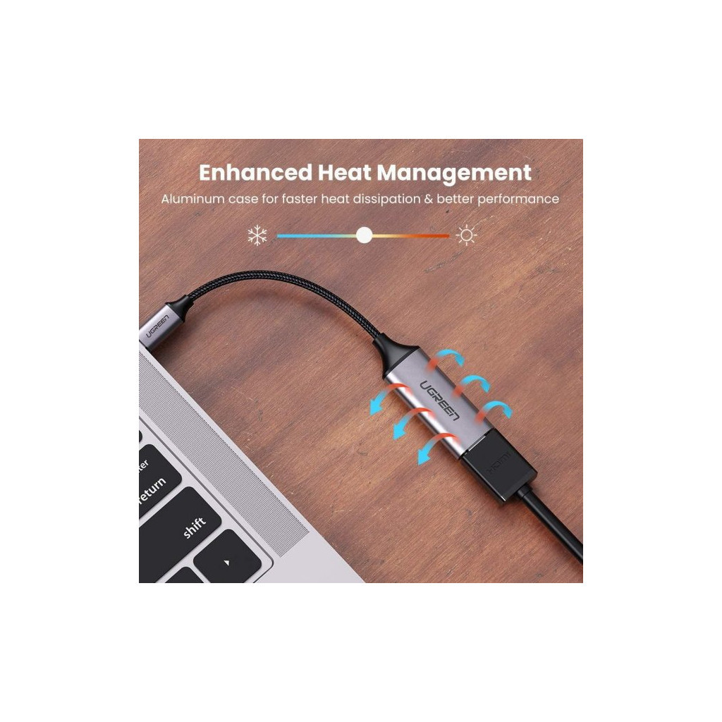 Перехідник USB2.0 Type C to HDMI V2.0 4K60Hz 10cm CM297 gray Ugreen (70444) - зображення 3