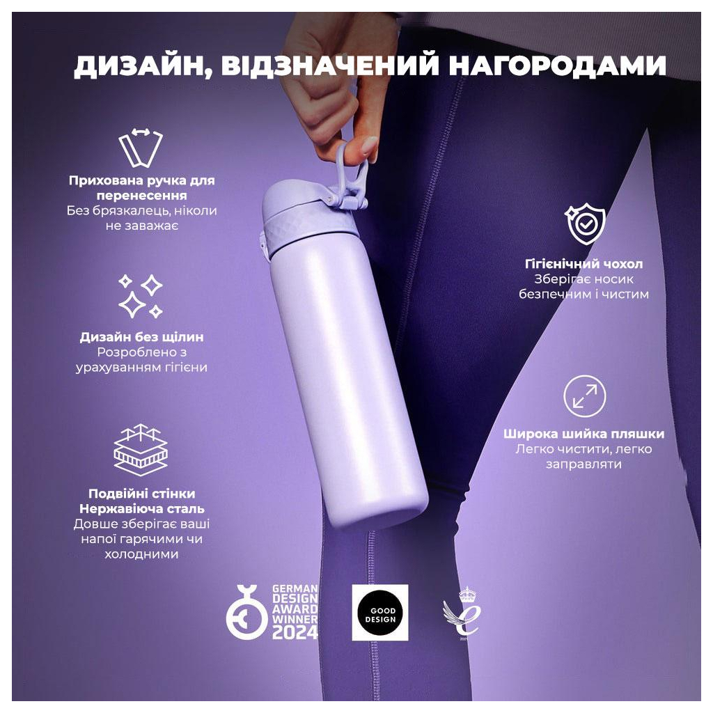 Пляшка для води ION8 OneTouch Vacuum Insulated 500 мл Light Purple (I8TS500PERI) - зображення 8