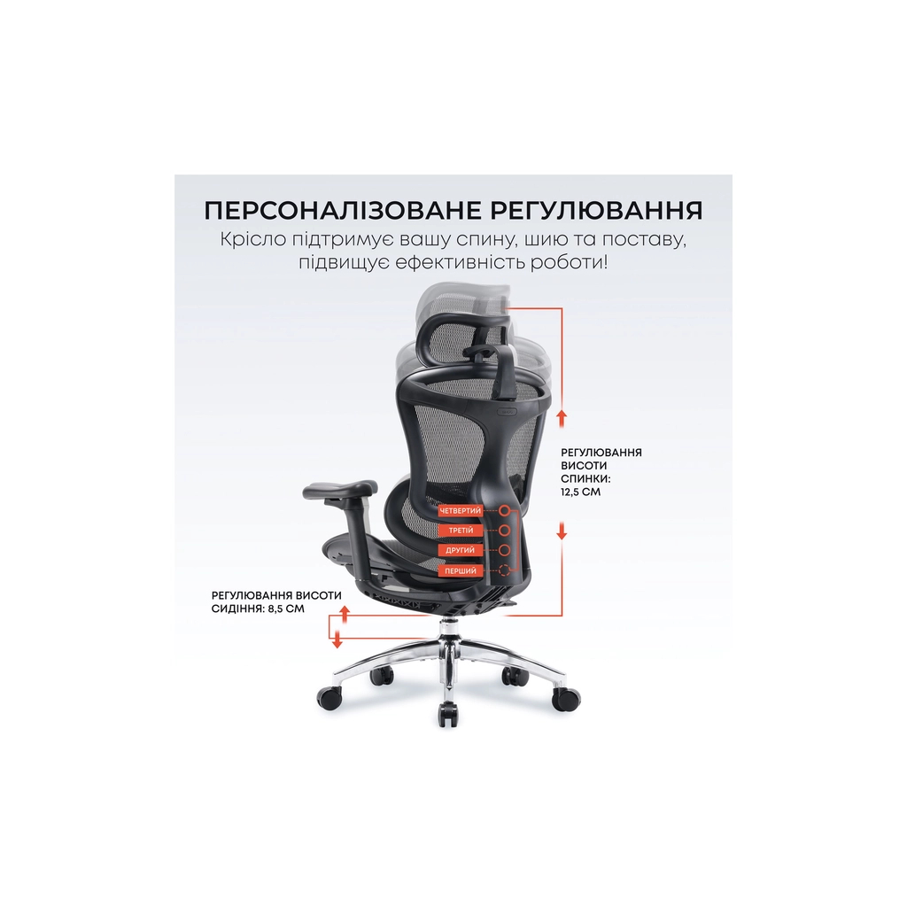 Офісне крісло Sihoo DORO C300L Mesh Black (DORO-C300L-A3-101) - зображення 9