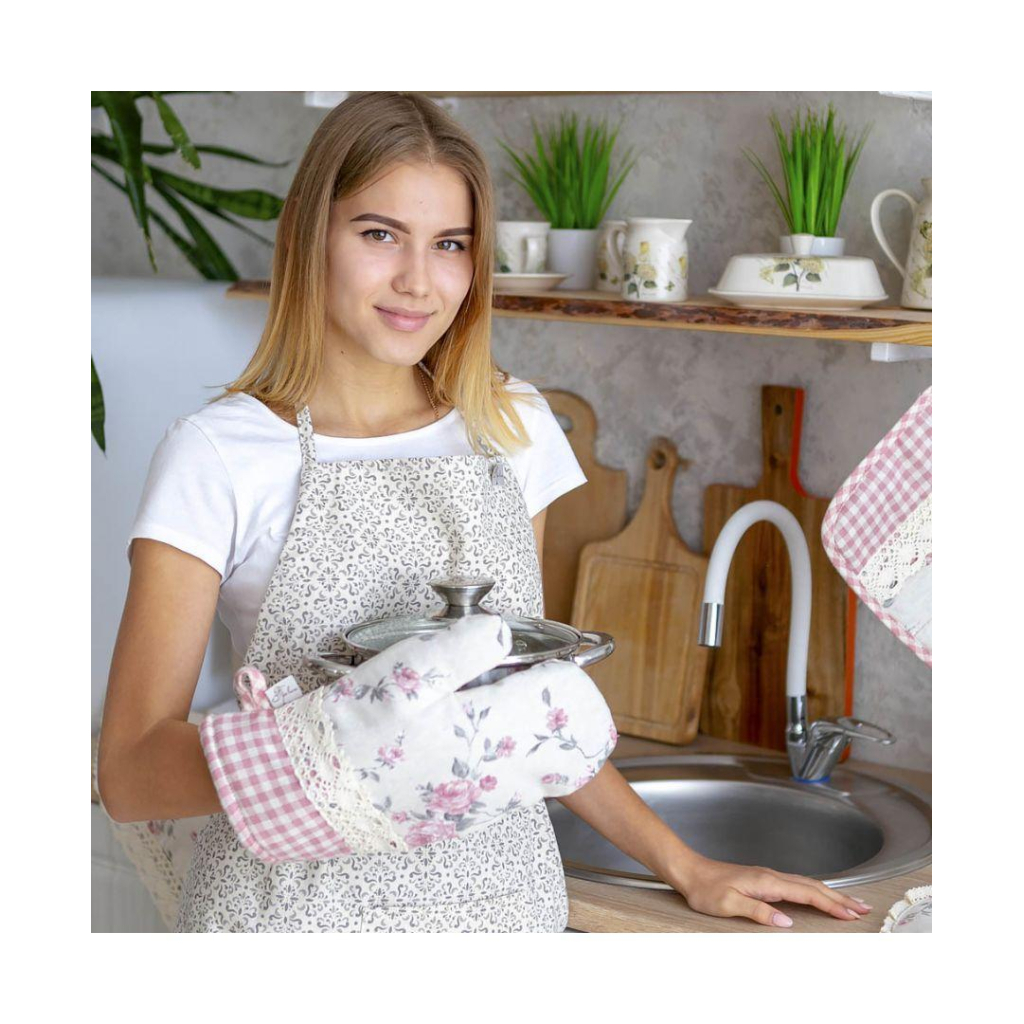 Кухонна прихватка Прованс Рукавичка Bella Троянди/Рожева клiтинка 33х16 (013537) - изображение 4