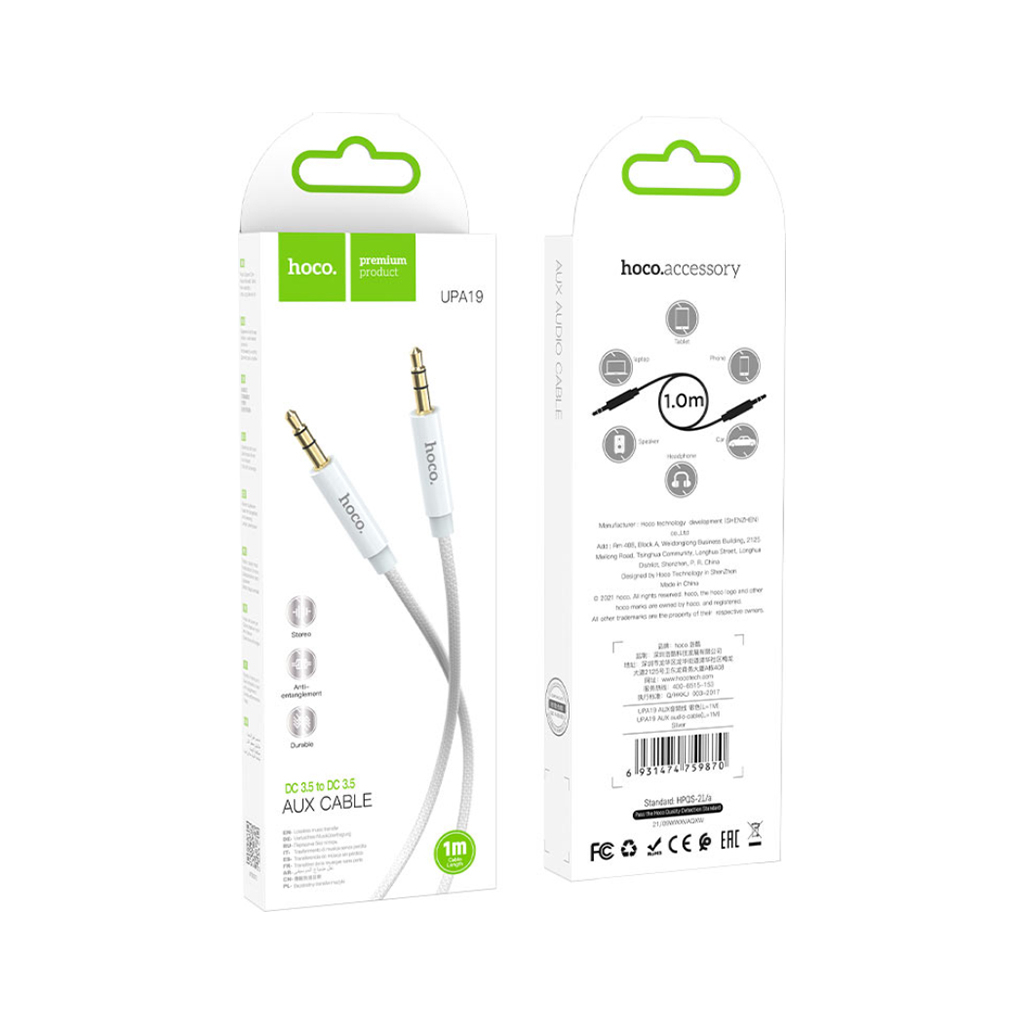 Кабель мультимедійний 3.5mm M to 3.5mm M 1.0m Silver HOCO (6931474759870) - изображение 4