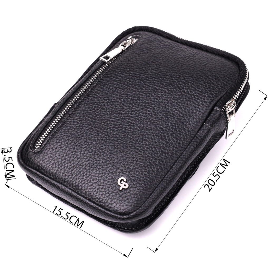 Сумка Grande Pelle Бананка з натуральної шкіри Чорна (22877) - зображення 3