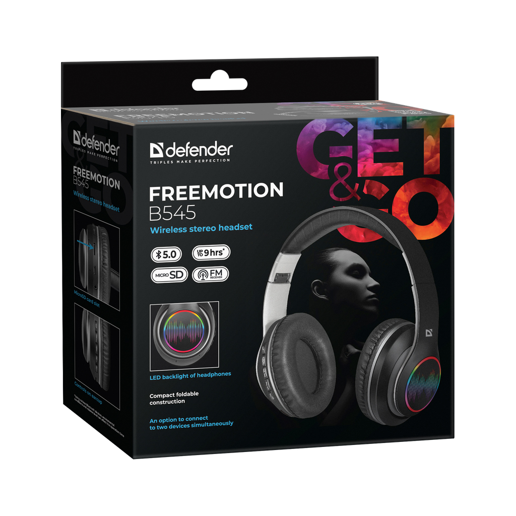 Навушники Defender FreeMotion B545 Bluetooth LED Black (63545) - зображення 7